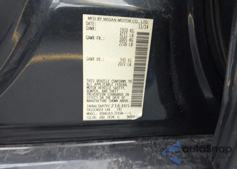 2015 Nissan Altima 2.5 Sv from USA, damaged, VIN 1N4AL3AP7FC216305